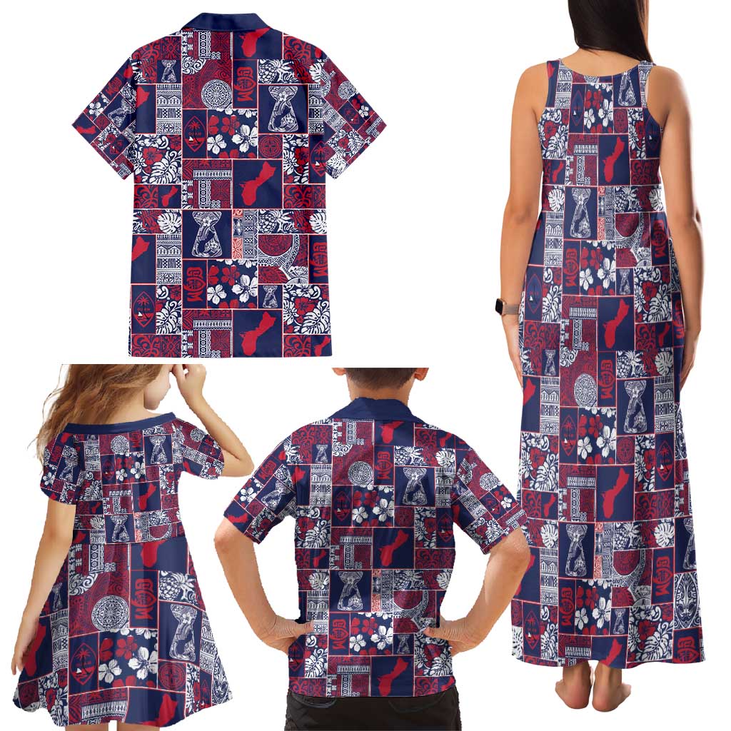 Guam Felis Pasgua Family Matching Tank Maxi Dress and Hawaiian Shirt Pacific Patchwork Xmas Vibes - Polynesian Pride