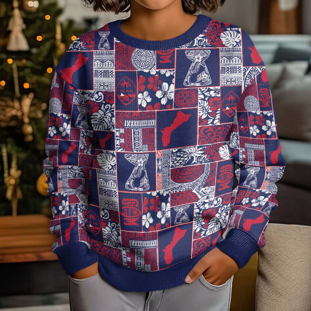 Guam Felis Pasgua Kid Ugly Christmas Sweater Pacific Patchwork Xmas Vibes - Polynesian Pride