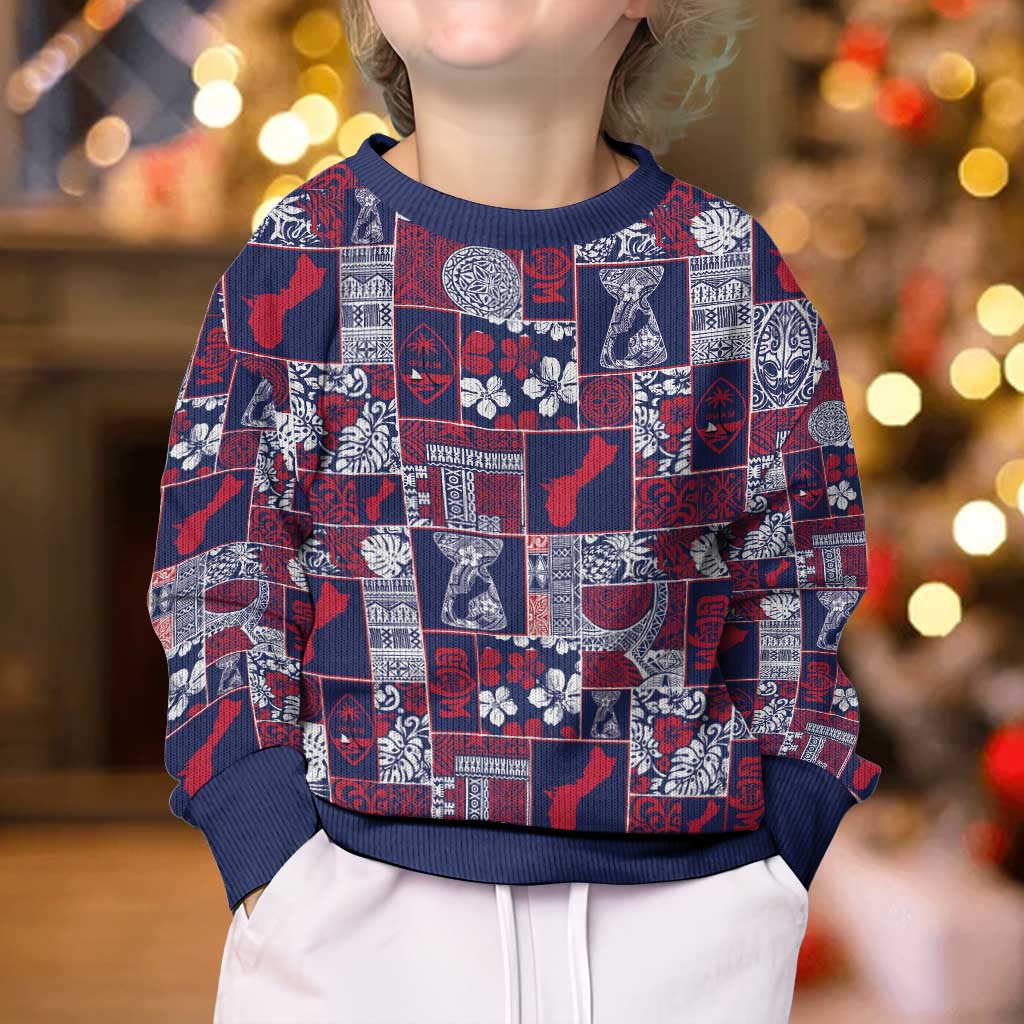 Guam Felis Pasgua Kid Ugly Christmas Sweater Pacific Patchwork Xmas Vibes - Polynesian Pride