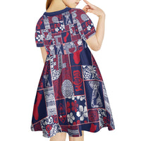 Guam Felis Pasgua Kid Short Sleeve Dress Pacific Patchwork Xmas Vibes - Polynesian Pride