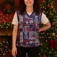 Guam Felis Pasgua Christmas Knitted V-Neck Vest Pacific Patchwork Xmas Vibes - Polynesian Pride