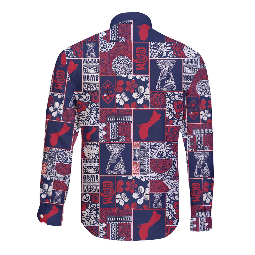 Guam Felis Pasgua Long Sleeve Button Shirt Pacific Patchwork Xmas Vibes - Polynesian Pride