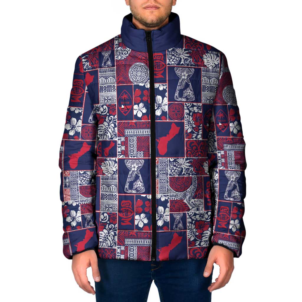 Guam Felis Pasgua Padded Jacket Pacific Patchwork Xmas Vibes - Polynesian Pride