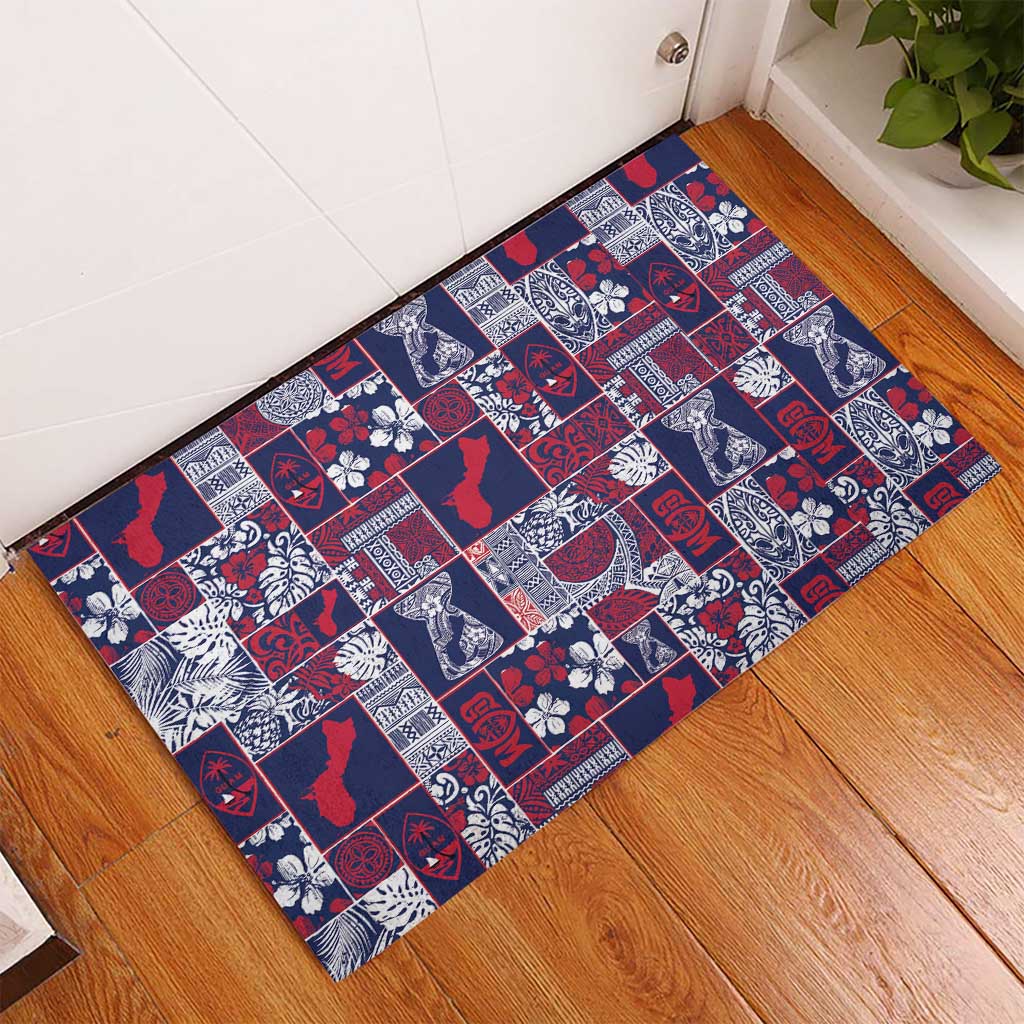 Guam Felis Pasgua Rubber Doormat Pacific Patchwork Xmas Vibes - Polynesian Pride