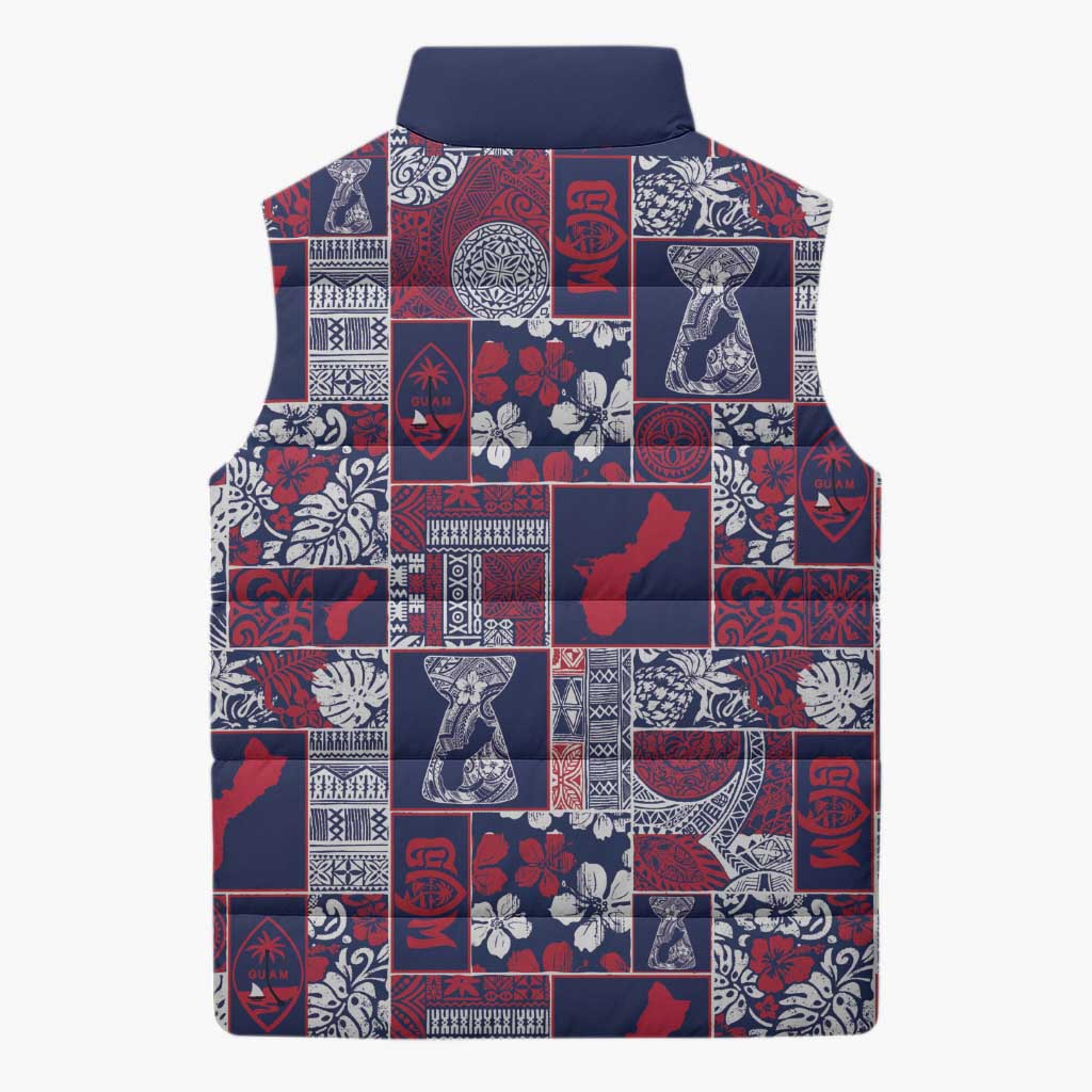 Guam Felis Pasgua Sleeveless Puffer Jacket Pacific Patchwork Xmas Vibes - Polynesian Pride
