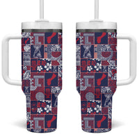 Guam Felis Pasgua Tumbler With Handle Pacific Patchwork Xmas Vibes - Polynesian Pride