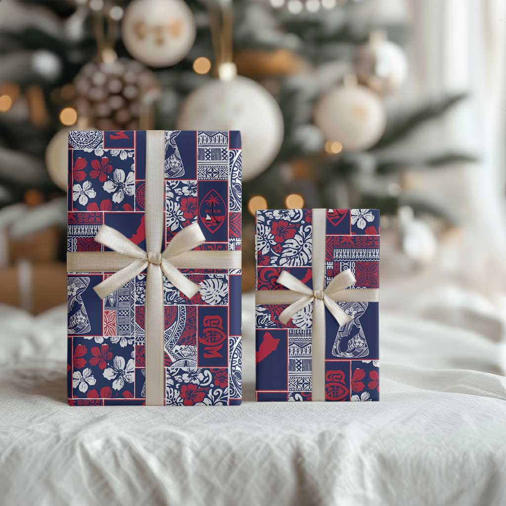 Guam Felis Pasgua Wrapping Paper Pacific Patchwork Xmas Vibes - Polynesian Pride