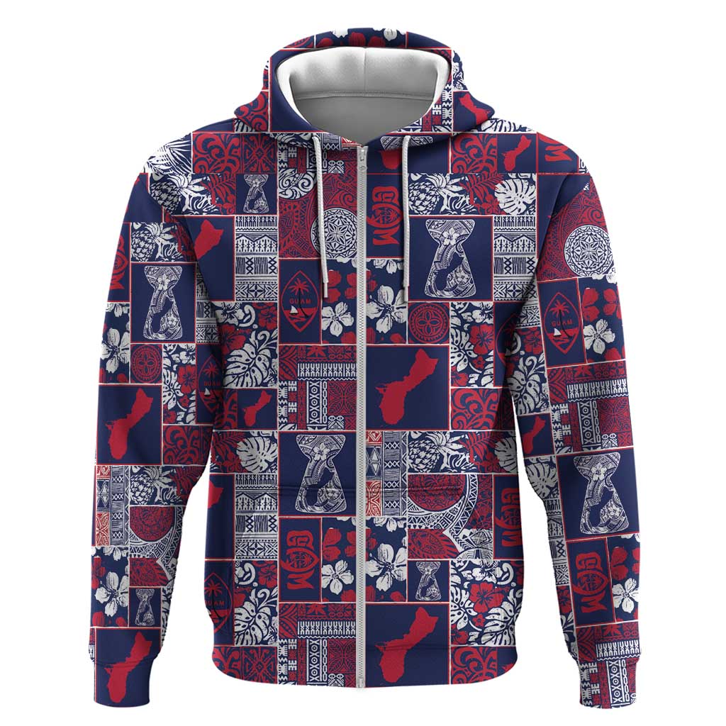 Guam Felis Pasgua Zip Hoodie Pacific Patchwork Xmas Vibes - Polynesian Pride