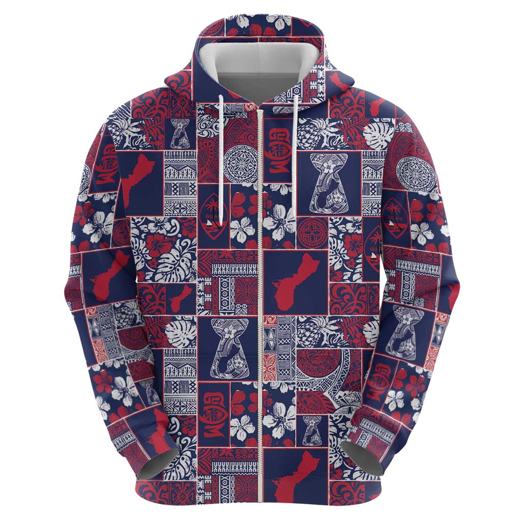Guam Felis Pasgua Zip Hoodie Pacific Patchwork Xmas Vibes - Polynesian Pride
