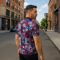 Guam Felis Pasgua Zipper Polo Shirt Pacific Patchwork Xmas Vibes - Polynesian Pride