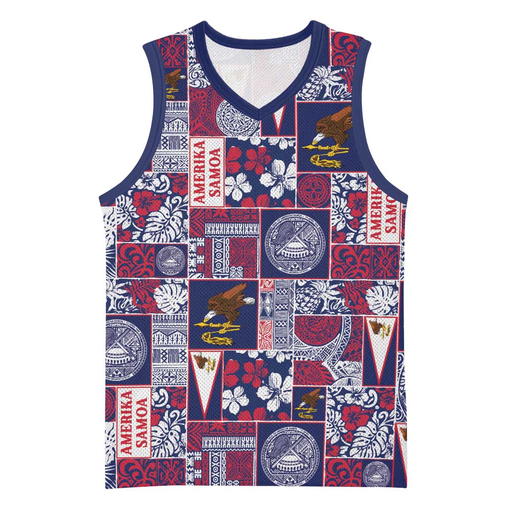 Manuia le Kerisimasi American Samoa Basketball Jersey Pacific Patchwork Xmas Vibes LT9 Unisex Blue - Polynesian Pride