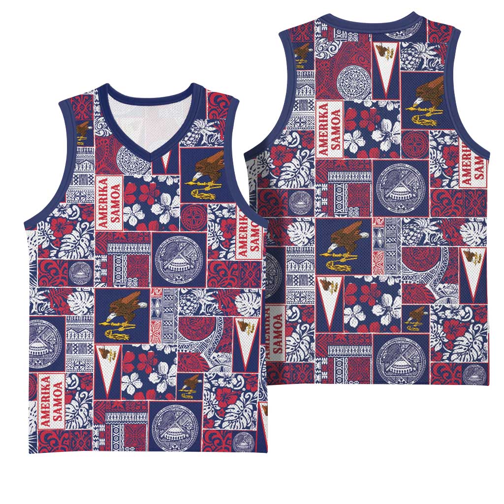 Manuia le Kerisimasi American Samoa Basketball Jersey Pacific Patchwork Xmas Vibes - Polynesian Pride