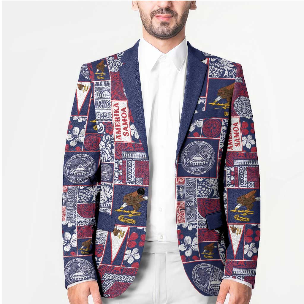 Manuia le Kerisimasi American Samoa Blazer Pacific Patchwork Xmas Vibes - Polynesian Pride