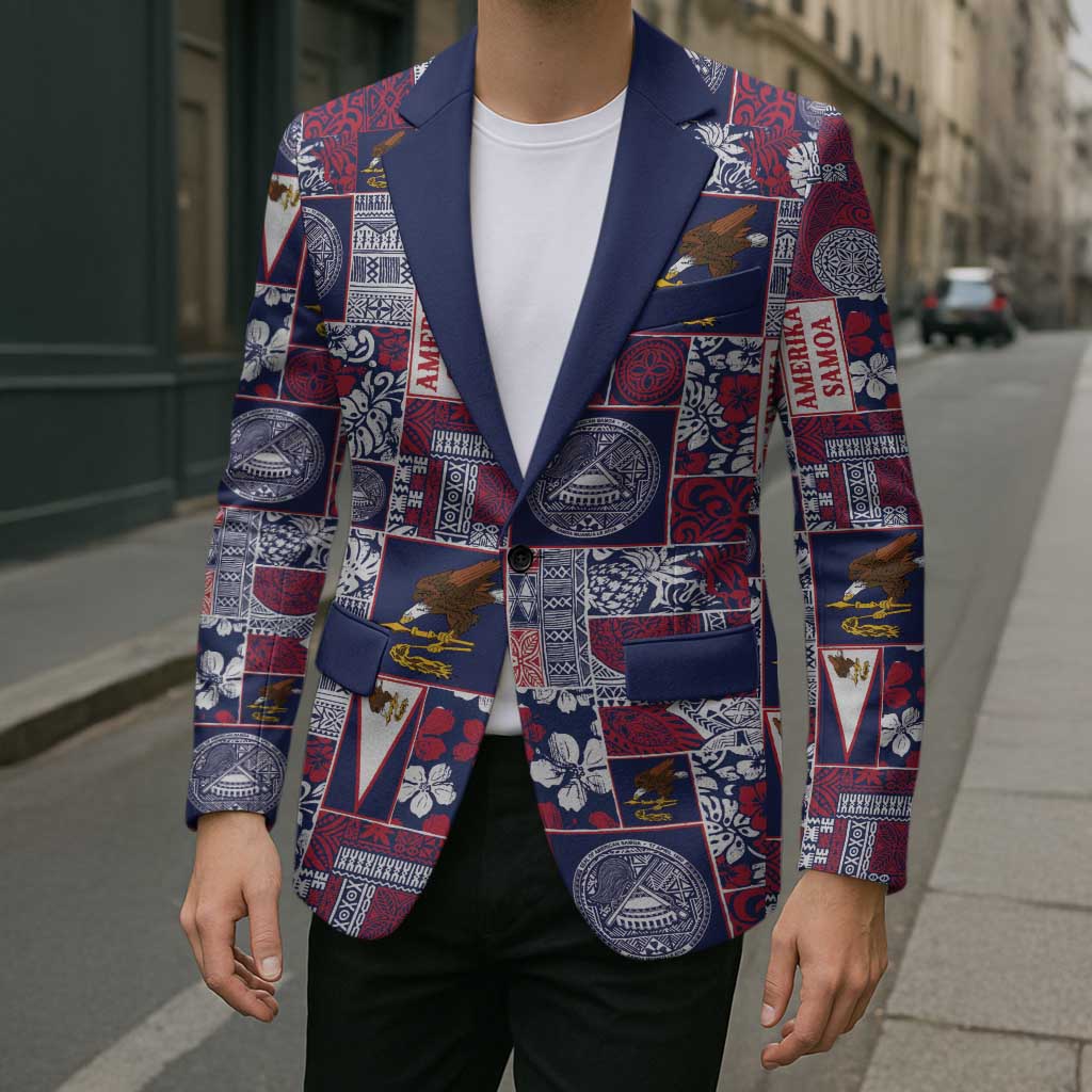 Manuia le Kerisimasi American Samoa Blazer Pacific Patchwork Xmas Vibes - Polynesian Pride