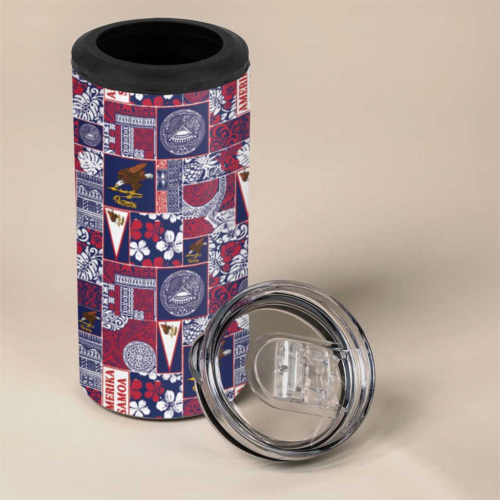 Manuia le Kerisimasi American Samoa 4 in 1 Can Cooler Tumbler Pacific Patchwork Xmas Vibes - Polynesian Pride