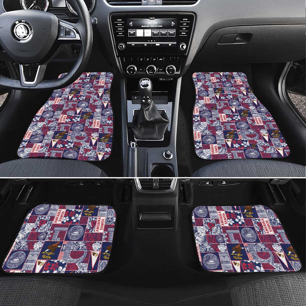 Manuia le Kerisimasi American Samoa Car Mats Pacific Patchwork Xmas Vibes LT9 Set 4pcs Blue - Polynesian Pride