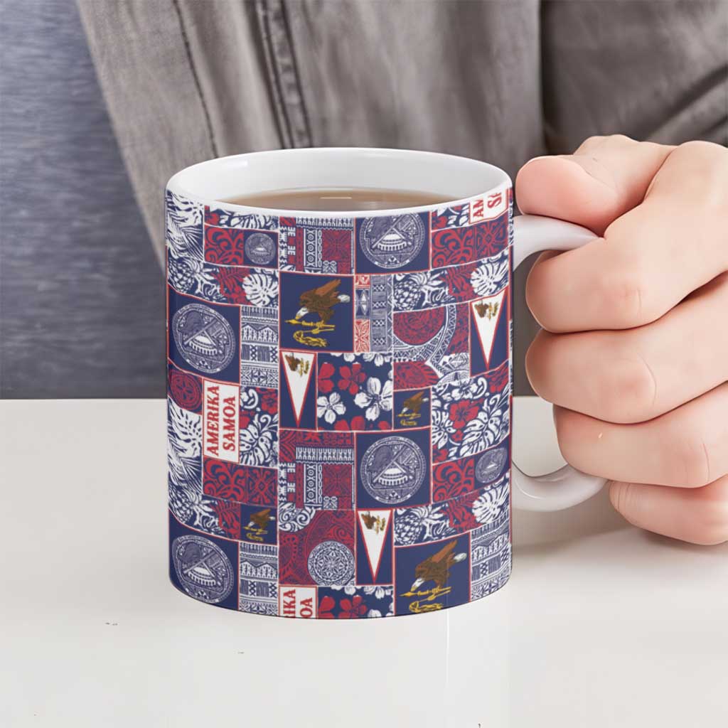 Manuia le Kerisimasi American Samoa Ceramic Mug Pacific Patchwork Xmas Vibes - Polynesian Pride