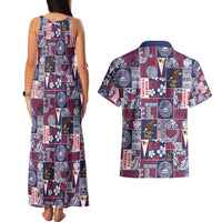 Manuia le Kerisimasi American Samoa Couples Matching Tank Maxi Dress and Hawaiian Shirt Pacific Patchwork Xmas Vibes - Polynesian Pride
