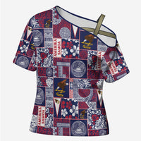 Manuia le Kerisimasi American Samoa Cross Shoulder Shirt Pacific Patchwork Xmas Vibes - Polynesian Pride