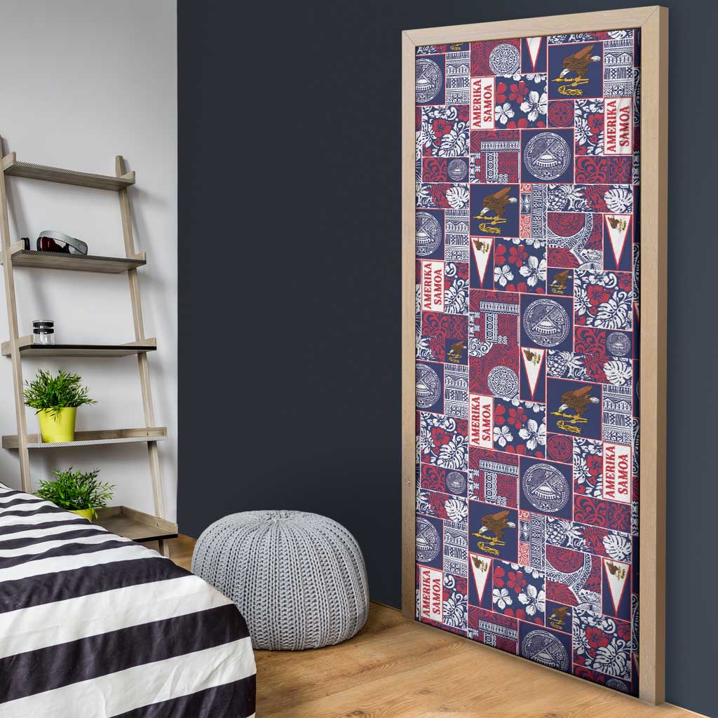 Manuia le Kerisimasi American Samoa Door Cover Pacific Patchwork Xmas Vibes - Polynesian Pride