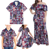 Manuia le Kerisimasi American Samoa Family Matching Off Shoulder Maxi Dress and Hawaiian Shirt Pacific Patchwork Xmas Vibes - Polynesian Pride