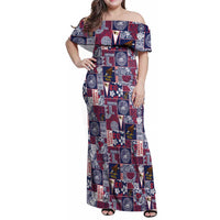 Manuia le Kerisimasi American Samoa Family Matching Off Shoulder Maxi Dress and Hawaiian Shirt Pacific Patchwork Xmas Vibes - Polynesian Pride