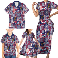 Manuia le Kerisimasi American Samoa Family Matching Short Sleeve Bodycon Dress and Hawaiian Shirt Pacific Patchwork Xmas Vibes - Polynesian Pride