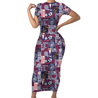 Manuia le Kerisimasi American Samoa Family Matching Short Sleeve Bodycon Dress and Hawaiian Shirt Pacific Patchwork Xmas Vibes - Polynesian Pride