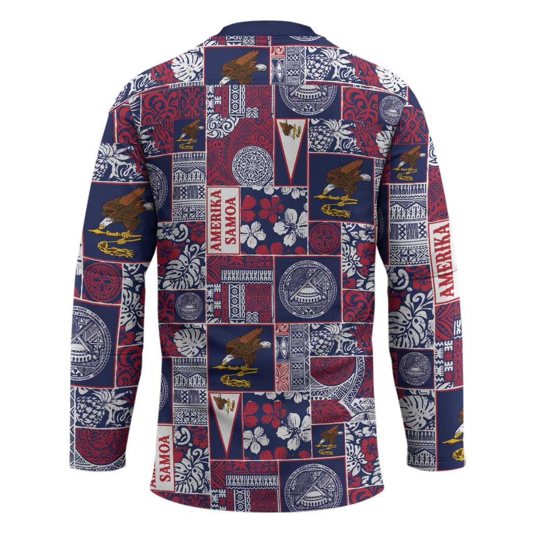 Manuia le Kerisimasi American Samoa Hockey Jersey Pacific Patchwork Xmas Vibes - Polynesian Pride