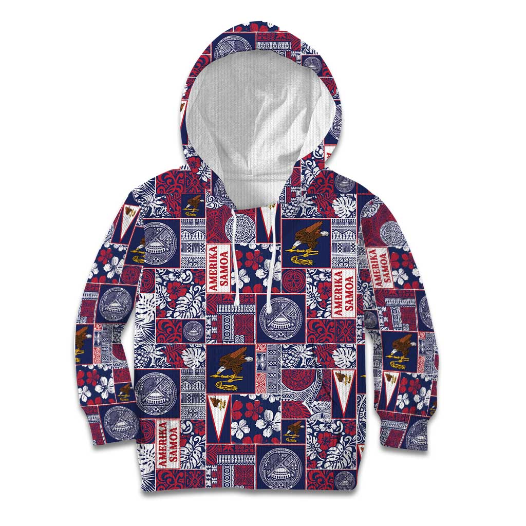 Manuia le Kerisimasi American Samoa Kid Hoodie Pacific Patchwork Xmas Vibes LT9 Hoodie Blue - Polynesian Pride