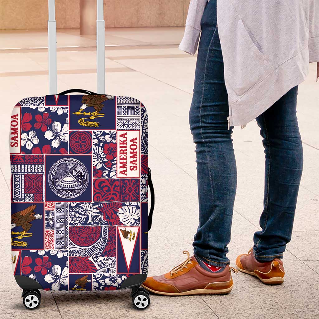 Manuia le Kerisimasi American Samoa Luggage Cover Pacific Patchwork Xmas Vibes LT9 Blue - Polynesian Pride
