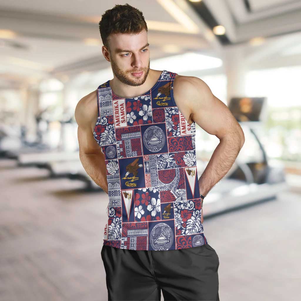 Manuia le Kerisimasi American Samoa Men Tank Top Pacific Patchwork Xmas Vibes - Polynesian Pride
