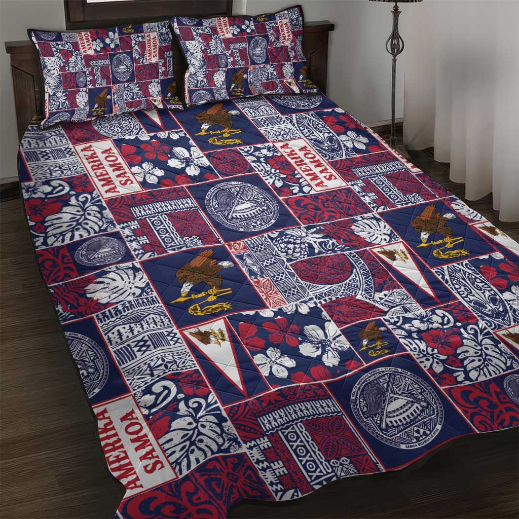 Manuia le Kerisimasi American Samoa Quilt Bed Set Pacific Patchwork Xmas Vibes LT9 Blue - Polynesian Pride