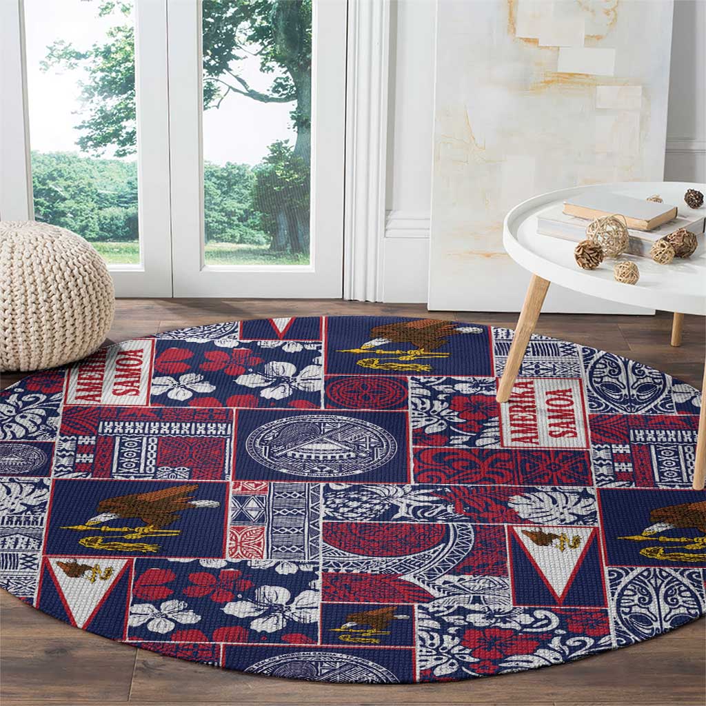 Manuia le Kerisimasi American Samoa Round Carpet Pacific Patchwork Xmas Vibes - Polynesian Pride