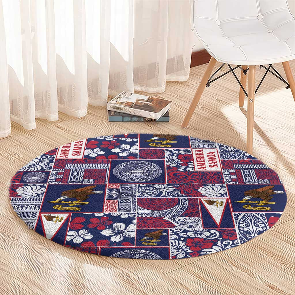 Manuia le Kerisimasi American Samoa Round Carpet Pacific Patchwork Xmas Vibes - Polynesian Pride
