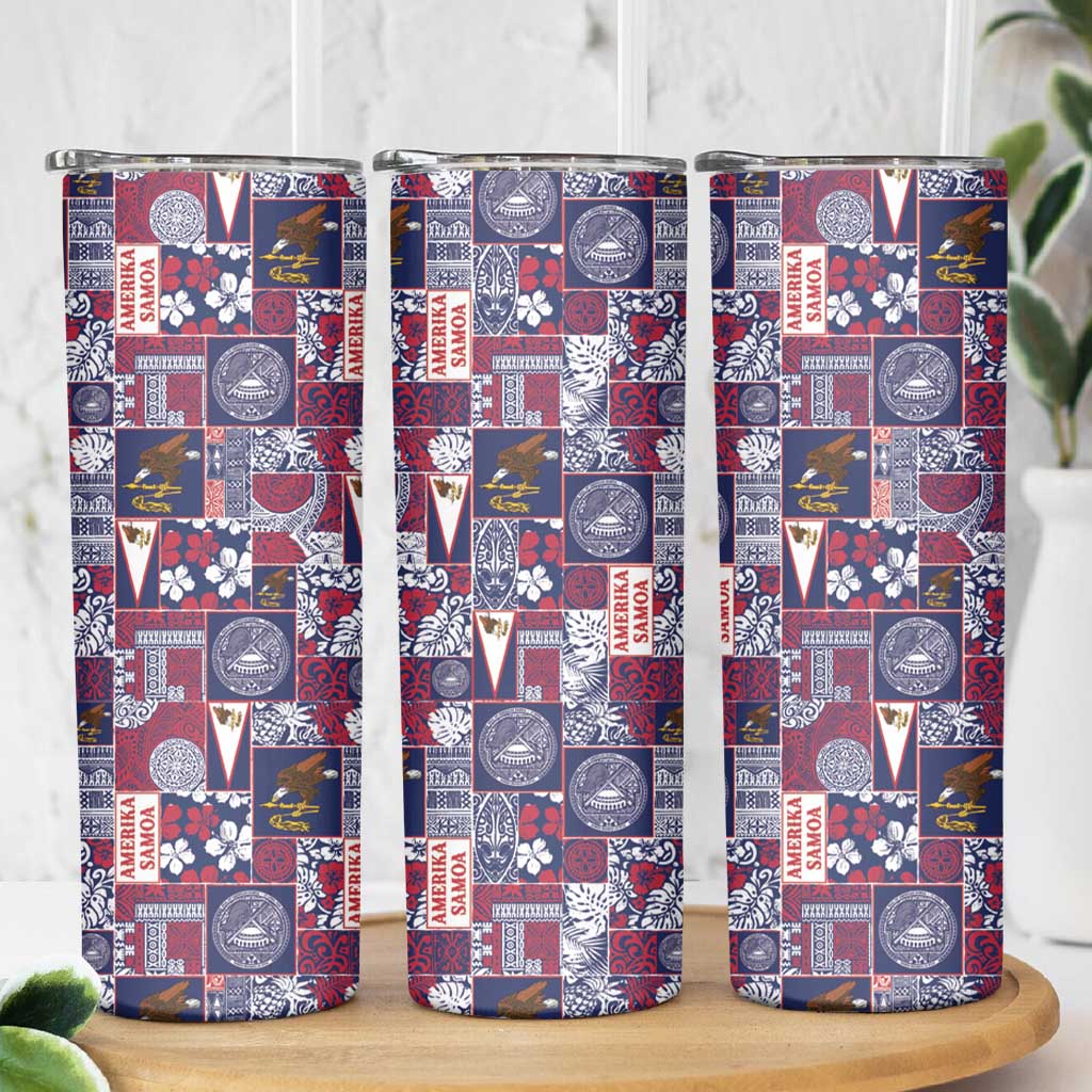 Manuia le Kerisimasi American Samoa Skinny Tumbler Pacific Patchwork Xmas Vibes - Polynesian Pride