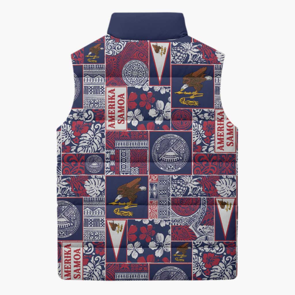 Manuia le Kerisimasi American Samoa Sleeveless Puffer Jacket Pacific Patchwork Xmas Vibes - Polynesian Pride