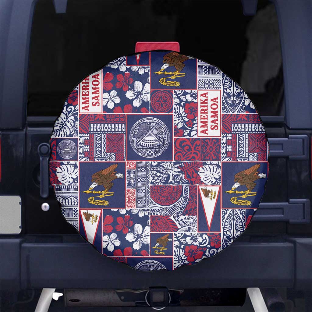 Manuia le Kerisimasi American Samoa Spare Tire Cover Pacific Patchwork Xmas Vibes - Polynesian Pride