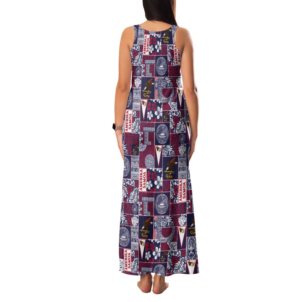 Manuia le Kerisimasi American Samoa Tank Maxi Dress Pacific Patchwork Xmas Vibes - Polynesian Pride