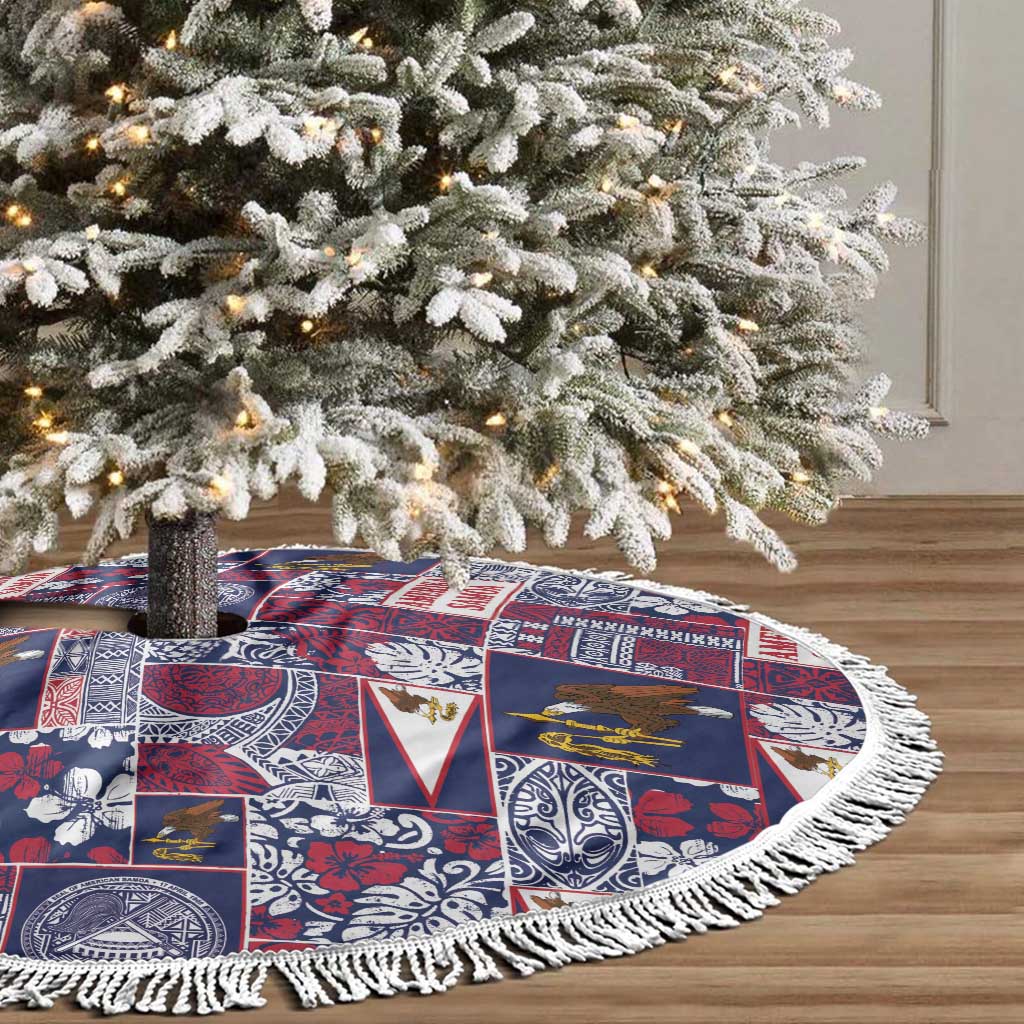 Manuia le Kerisimasi American Samoa Tree Skirt Pacific Patchwork Xmas Vibes - Polynesian Pride