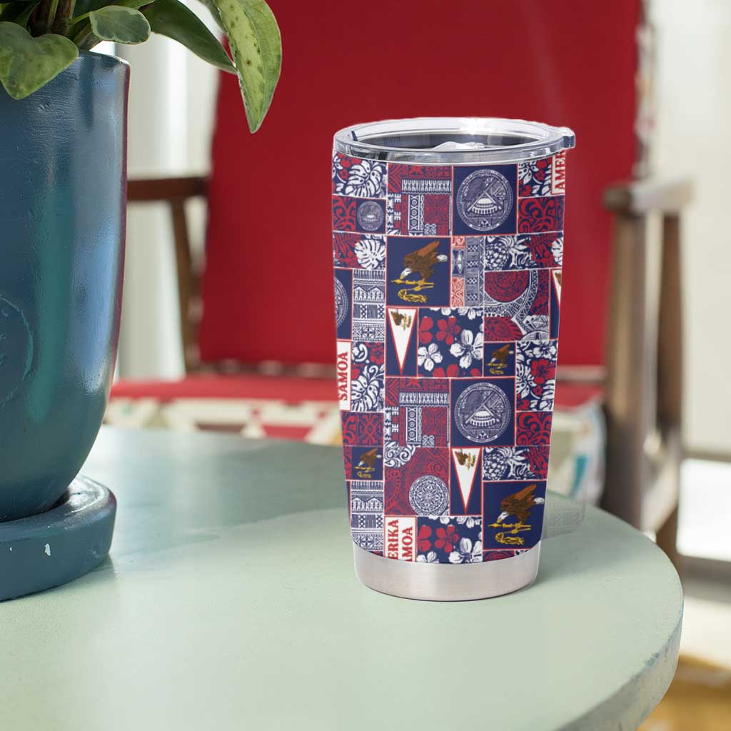 Manuia le Kerisimasi American Samoa Tumbler Cup Pacific Patchwork Xmas Vibes - Polynesian Pride
