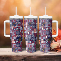 Manuia le Kerisimasi American Samoa Tumbler With Handle Pacific Patchwork Xmas Vibes - Polynesian Pride