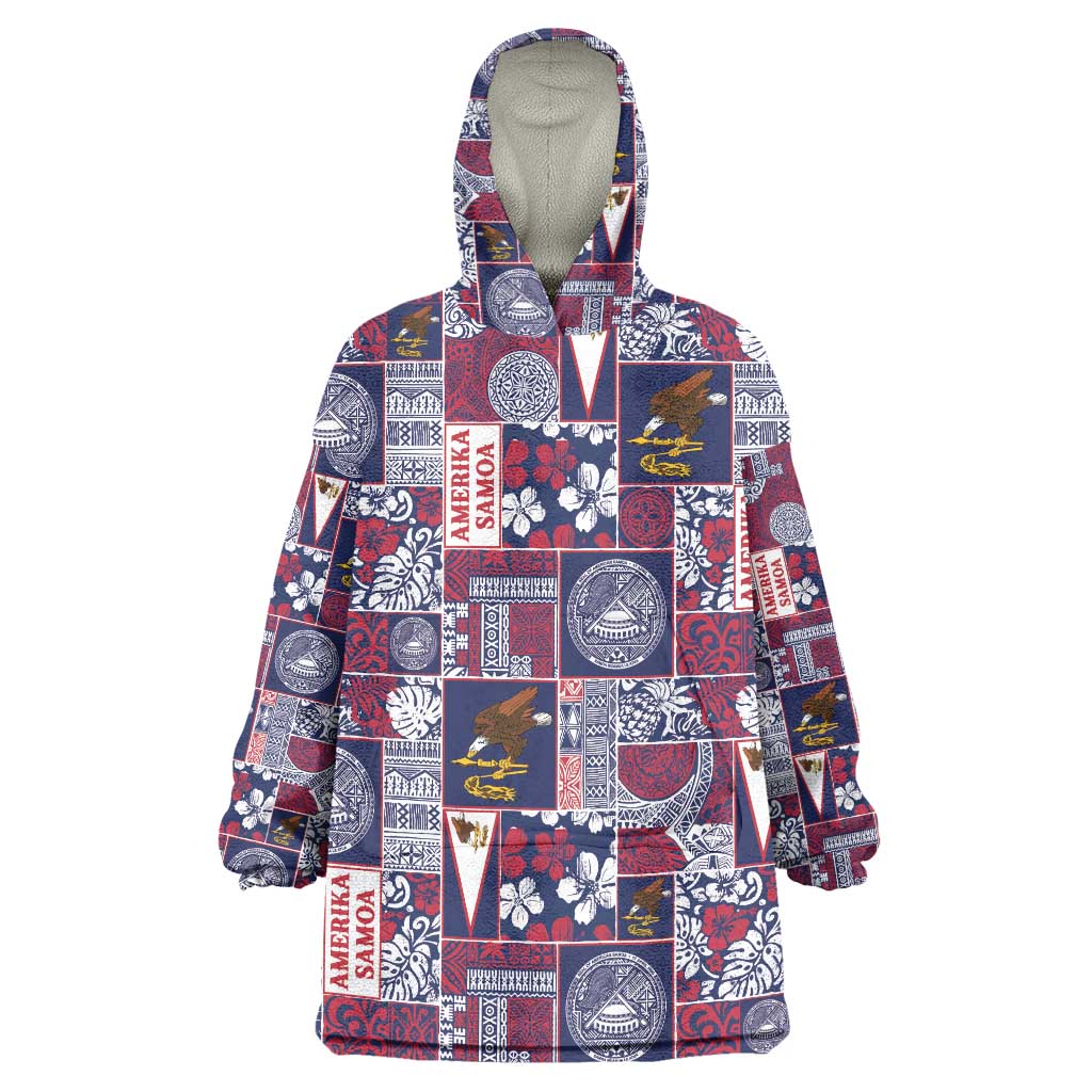Manuia le Kerisimasi American Samoa Wearable Blanket Hoodie Pacific Patchwork Xmas Vibes - Polynesian Pride