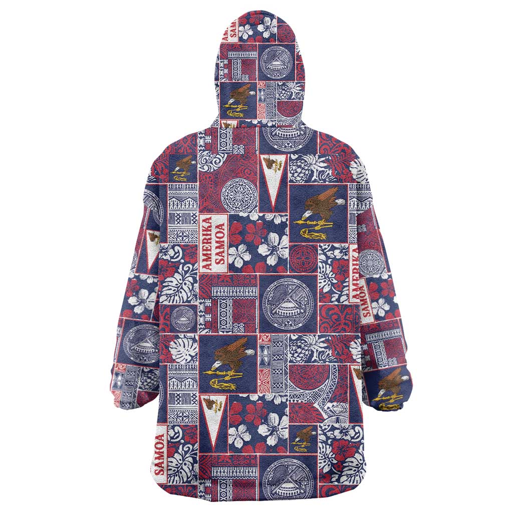 Manuia le Kerisimasi American Samoa Wearable Blanket Hoodie Pacific Patchwork Xmas Vibes - Polynesian Pride