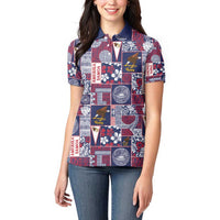 Manuia le Kerisimasi American Samoa Women Polo Shirt Pacific Patchwork Xmas Vibes - Polynesian Pride