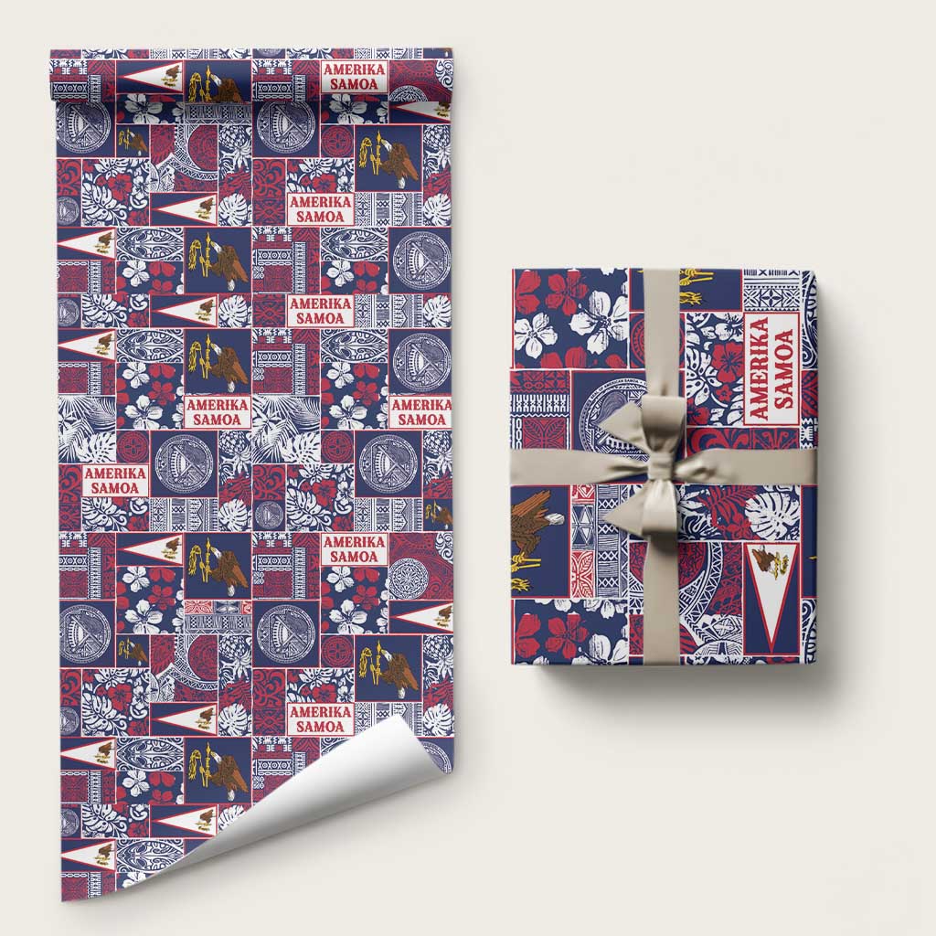 Manuia le Kerisimasi American Samoa Wrapping Paper Pacific Patchwork Xmas Vibes LT9 58" × 23" Blue - Polynesian Pride