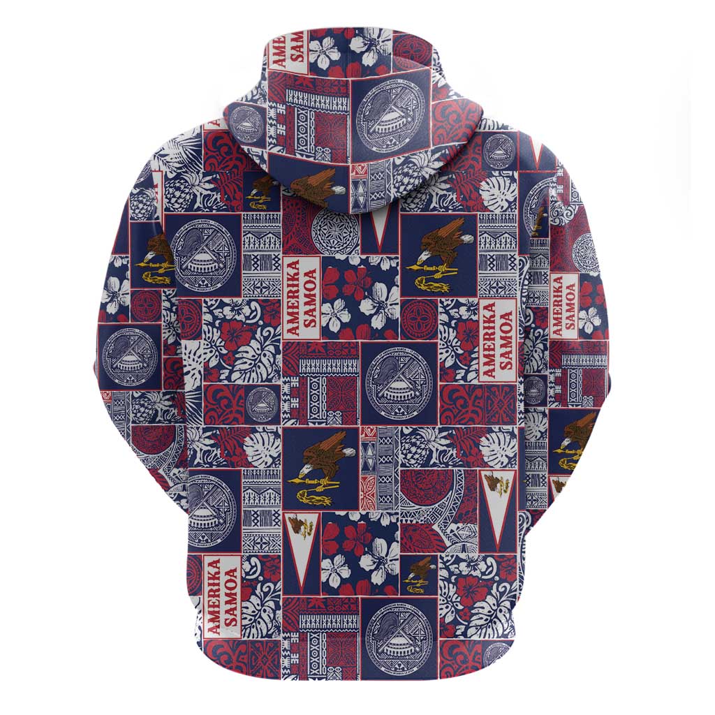 Manuia le Kerisimasi American Samoa Zip Hoodie Pacific Patchwork Xmas Vibes - Polynesian Pride