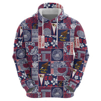 Manuia le Kerisimasi American Samoa Zip Hoodie Pacific Patchwork Xmas Vibes - Polynesian Pride