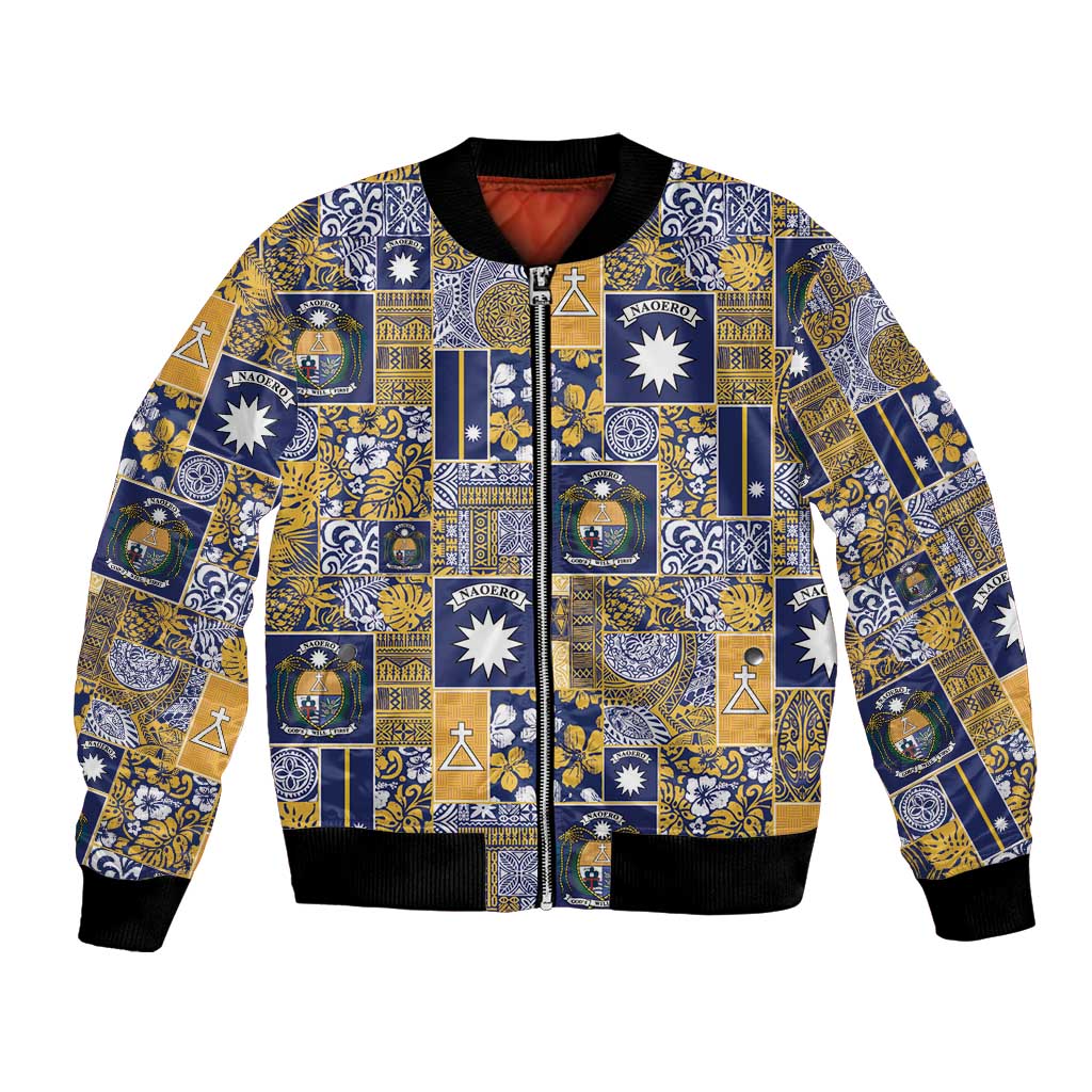 Ekamawir omo Nauru Bomber Jacket Pacific Patchwork Xmas Vibes - Polynesian Pride