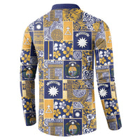 Ekamawir omo Nauru Button Sweatshirt Pacific Patchwork Xmas Vibes - Polynesian Pride